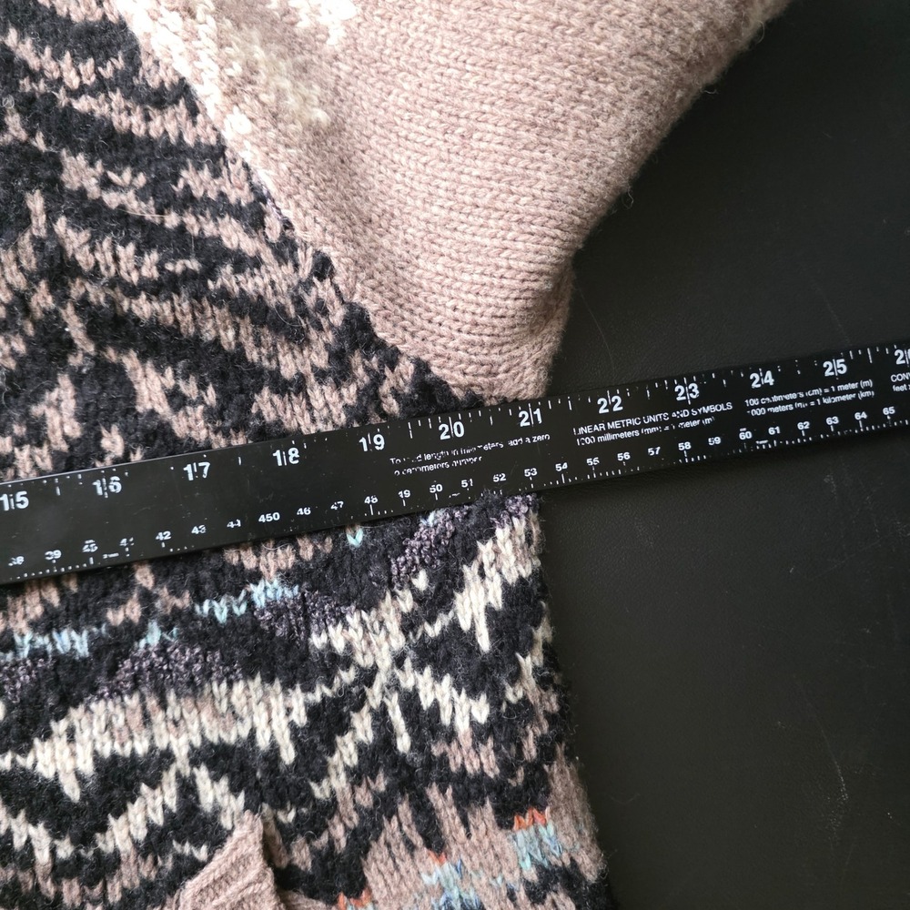 Free People Fair Isle nordic wool blend Turtleneck chunky Button Sweater Size L - Picture 9 of 11